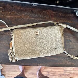 Tory Burch Tan Crossbody Bag with Tassel Detail